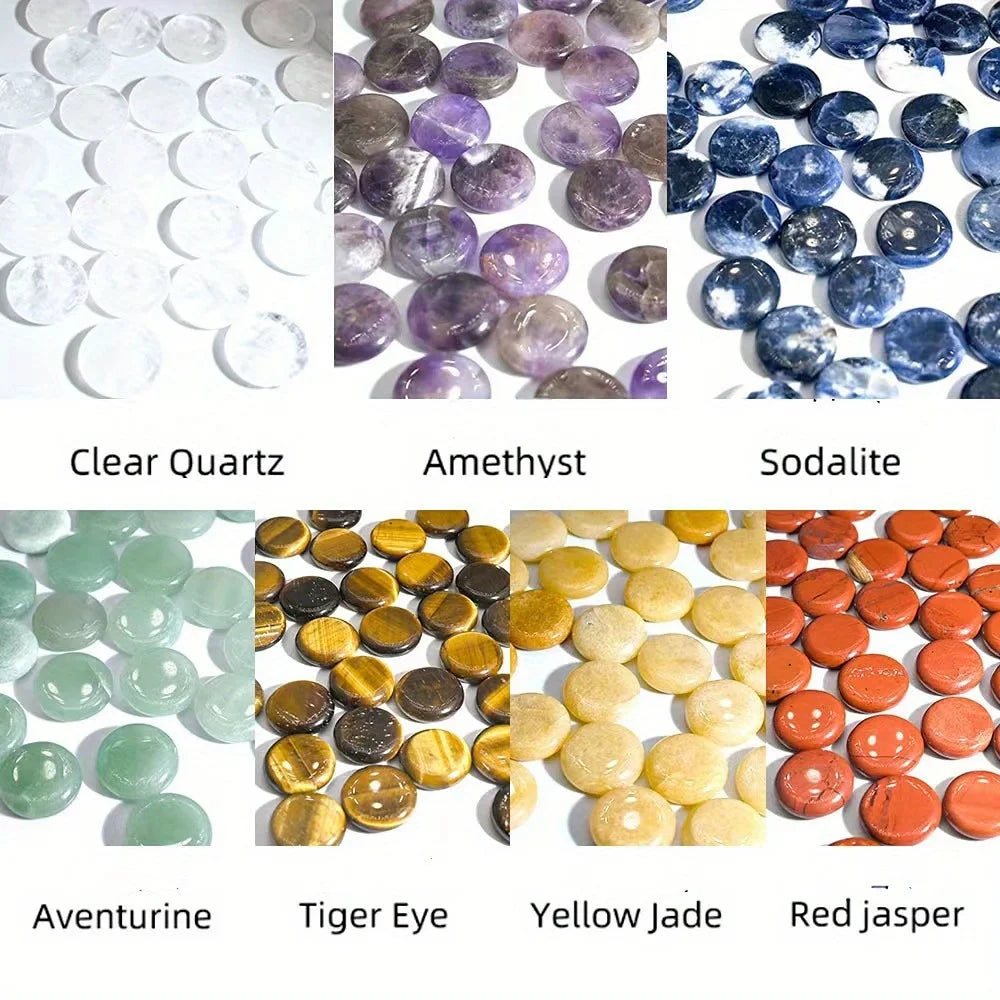 7 Pack Runic Natural Crystal Beads Colorful Engraved Symbols Yoga Stone Jewelry Making Reiki Healing Quartz Set