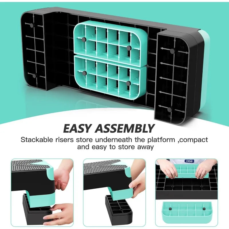 Aerobic Exercise Step, Adjustable Aerobic Stepper for Exercise, Workout Step Platform for Step Up, 26.5" Step Deck