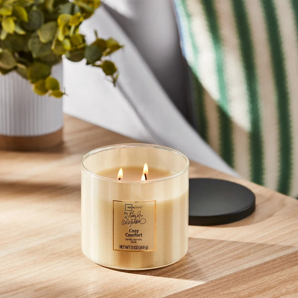 Aromatic 3-Wick Candle Cozy Comfort Vanilla Jasmine Musk Home Decor Long Lasting Relaxation Gift Idea Natural Wax