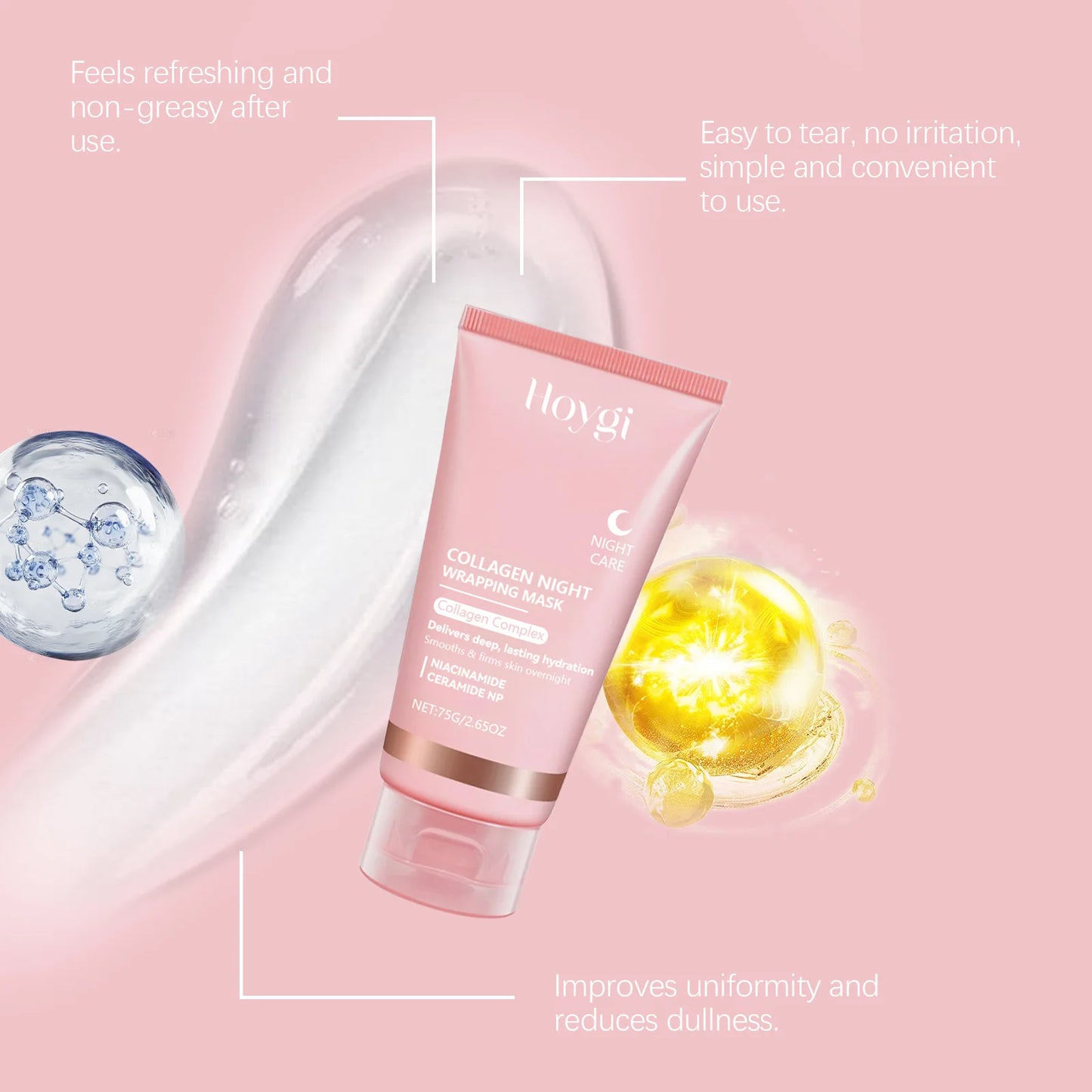 Collagen Light Wrinkle Tear Mask Hydrating Moisturizing and Skin Rejuvenating and Improving Dull Firming Apply Mask
