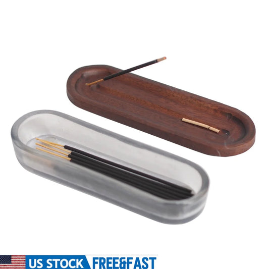 Glass Incense Burner Set 21 Pieces with Wood Lid Elegant Storage Incense Sticks Modern Home Décor Perfect Gift Any Occasion
