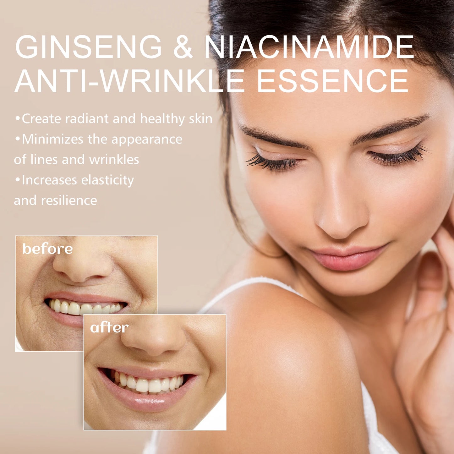 Ginseng Face Anti Wrinkle Serum Reduce Fine Lines Tightening Hydrating Anti-aging Plumping Face Smooth Skin Care Serum