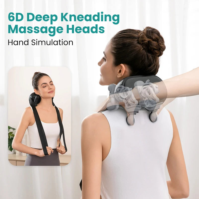 Nekteck Cordless Neck Massager, Shiatsu Neck and Shoulder Massager with Heat, Shoulder Massage, Electric Deep Tissue 6D Kneading