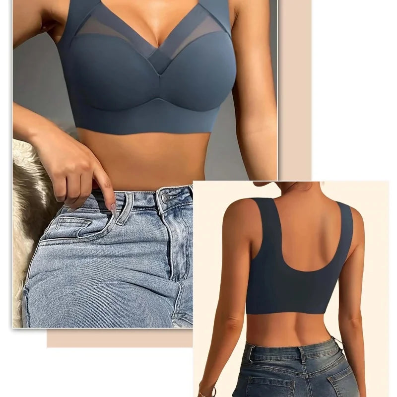 4-Pack Plus Size Wire-Free Backless Lingerie Thin, Push-Up& Shaping Seamless lce Silk Bras with Fixed Cups