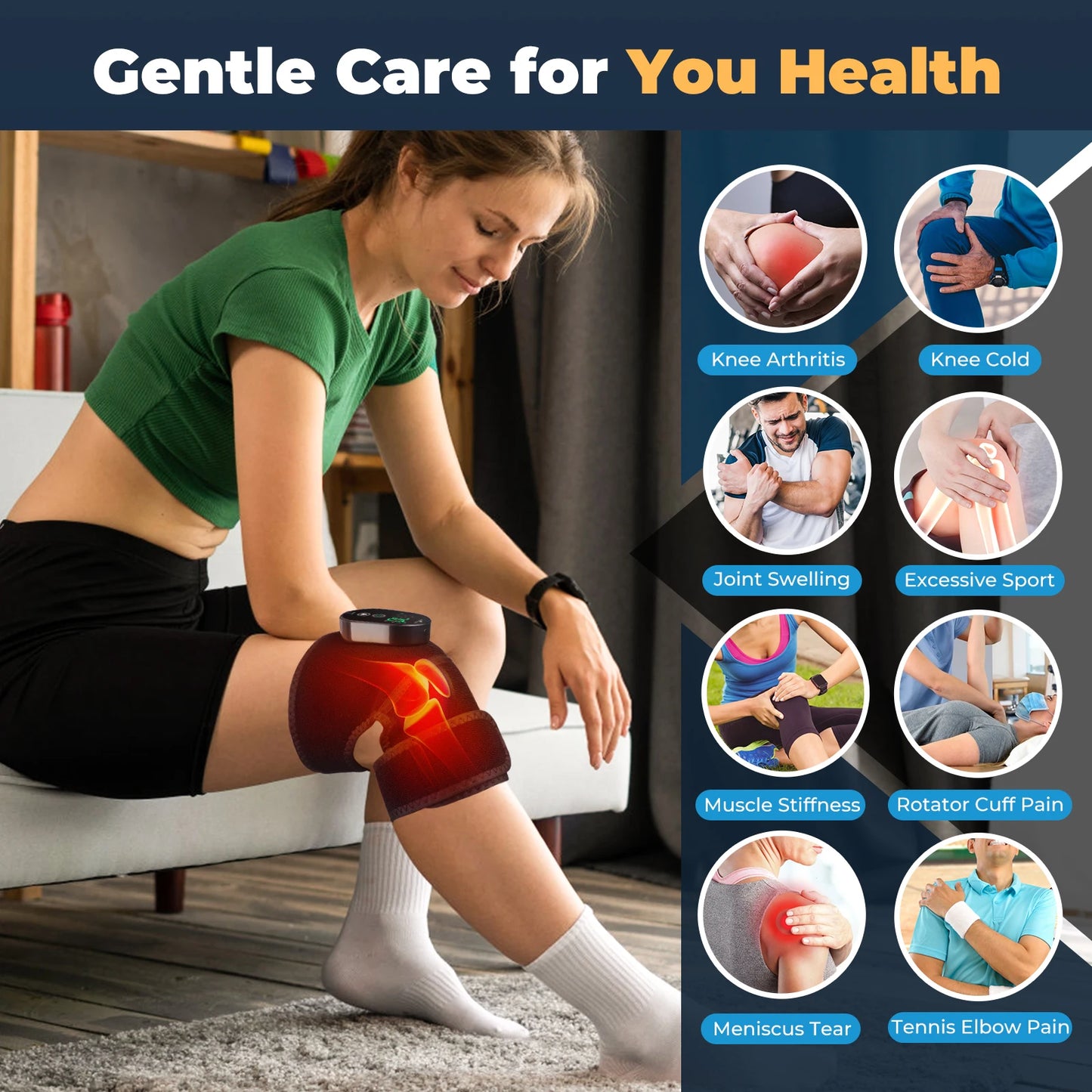 Wireless Heating Knee Brace Electric Knee Heating Pad Hot Compress Physiotherapy Arthritis Joint Pain Relief Elbow Shoulder Knee