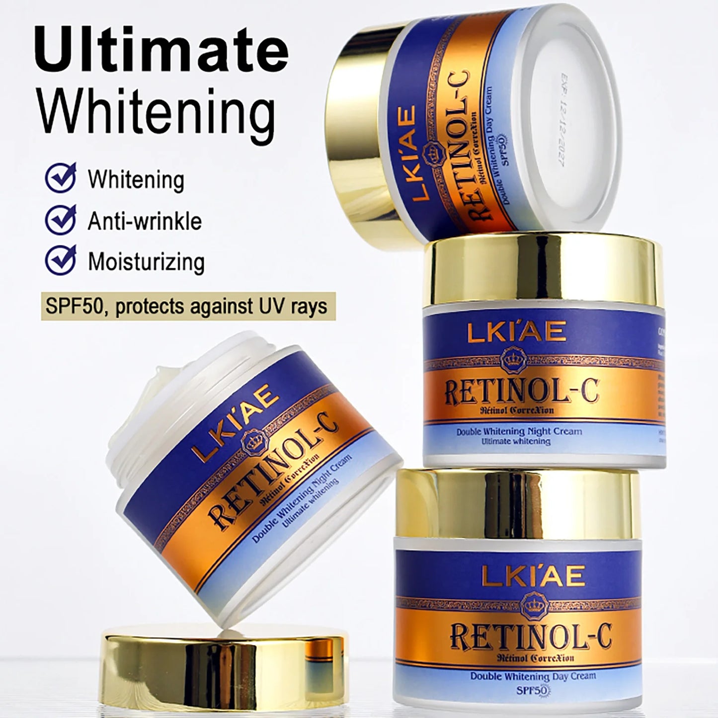 Advanced Retinol Double Whitening Skin Care Set, Deeply Moisturizing, Clean Skin, Reduce Wrinkles, Stains, Dark Spots