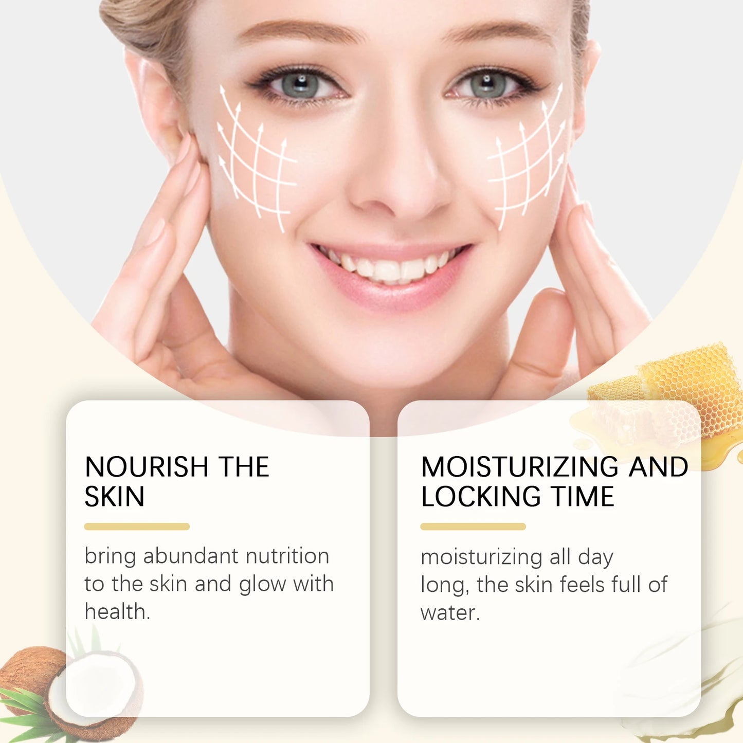 Facial Care Cream, Moisturizing Cream,  Facial Tallow Honey Balm, Deep Moisturizing Cream for Maintaining Skin Elasticity