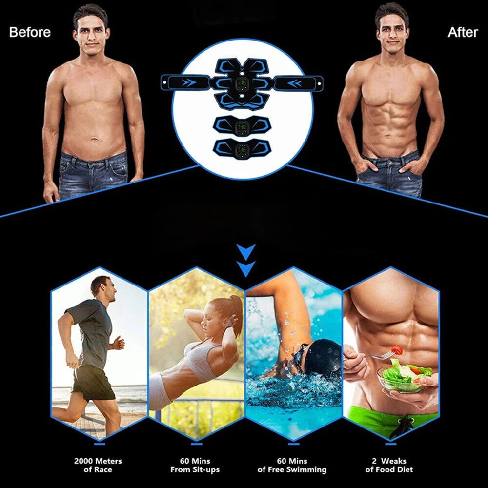 EMS Abdominal Training Device LED Display Ab Sport Exercise Belt USB Rechargeable Ab Workout Equipment Machine for Men and Women